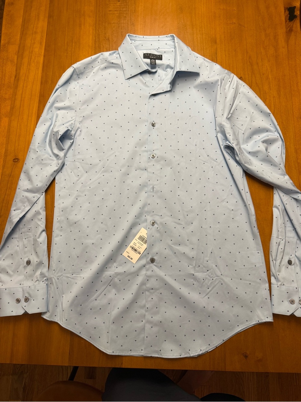 Alfani Men’s Slim Fit Blue Geometric Print Dress Shirt NWT
